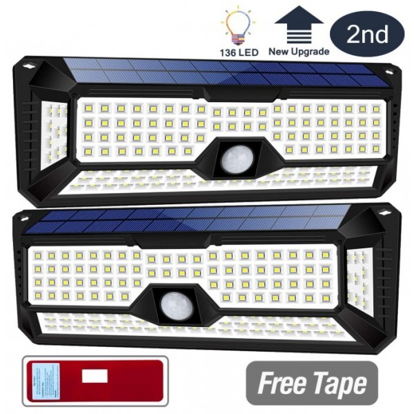  Solar Lights Outdoor, Wireless 136LED Lights of 4...