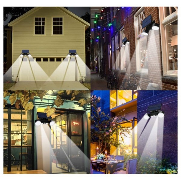 HMCITY Solar Lights Outdoor, 30 LED Solar Security Lights with Motion Sensor Dual Head Spotlights IP65 Waterproof 360° Adjustable Solar Motion Lights Outdoor for Front Door Yard Garden Garage Patio Deck