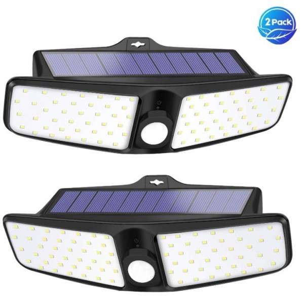 HMCITY Solar Lights Outdoor - 80 LEDs Flood Light,...