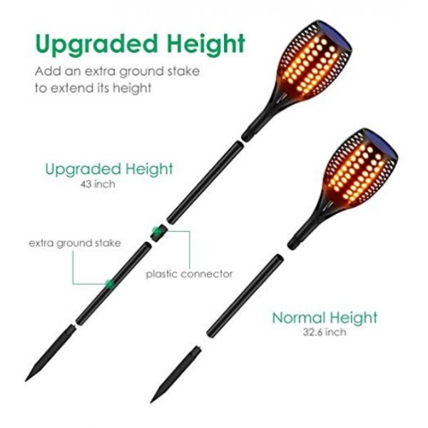 HMCITY Solar Lights Upgraded, Waterproof Flickering Flames Torches Lights Outdoor Solar Spotlights Landscape Decoration Lighting Dusk to Dawn Auto On/Off Security Torch Light for Patio Driveway (4)