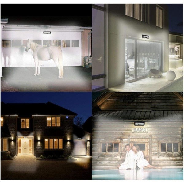  Solar Lights Outdoor, Wireless 136LED Lights of 4 Sides with Wide Lighting Area,Super Bright,Easy Installation ，Waterproof Security Lights for Front Door, Garden, Patio,Yard(2 Pack)