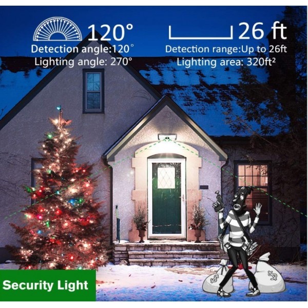  Solar Lights Outdoor, Wireless 136LED Lights of 4 Sides with Wide Lighting Area,Super Bright,Easy Installation ，Waterproof Security Lights for Front Door, Garden, Patio,Yard(2 Pack)